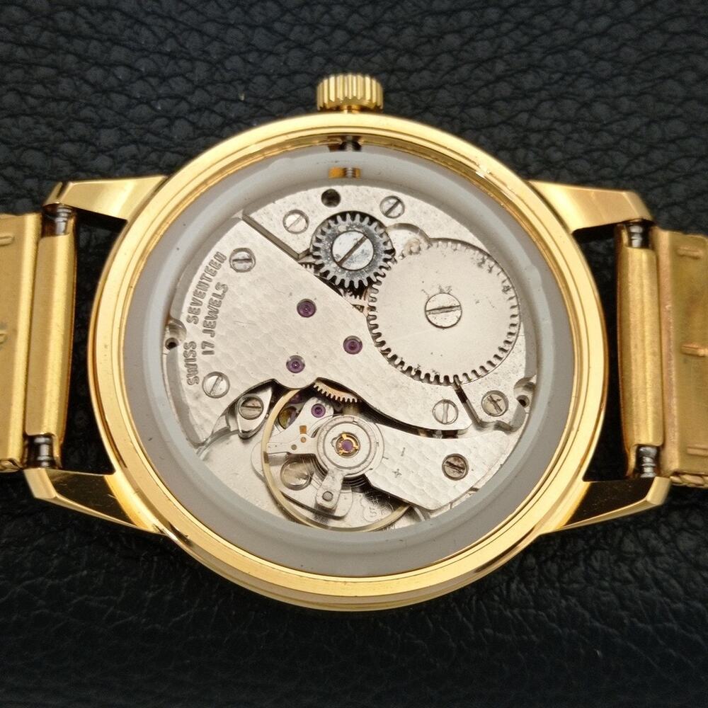 Vintage 1986 Roamer Manual Mens Gold Watch W/Metal Strap & Blue accents - Picture 9 of 9
